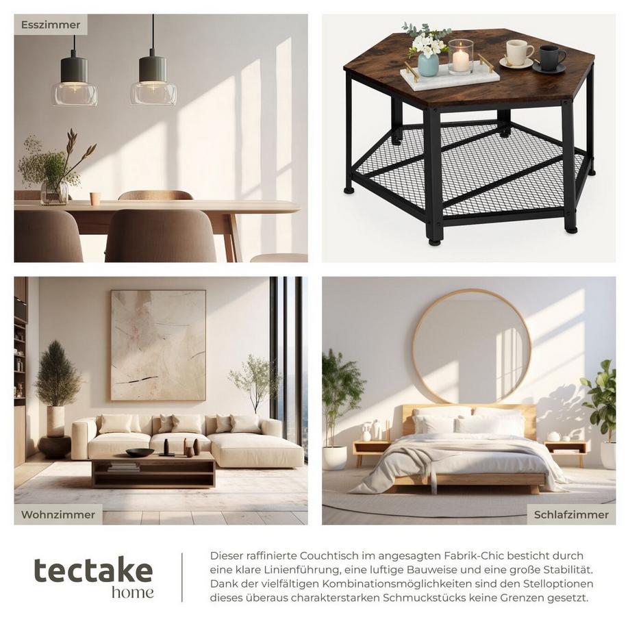 Tectake Tavolino da salotto Norwich stile industriale  