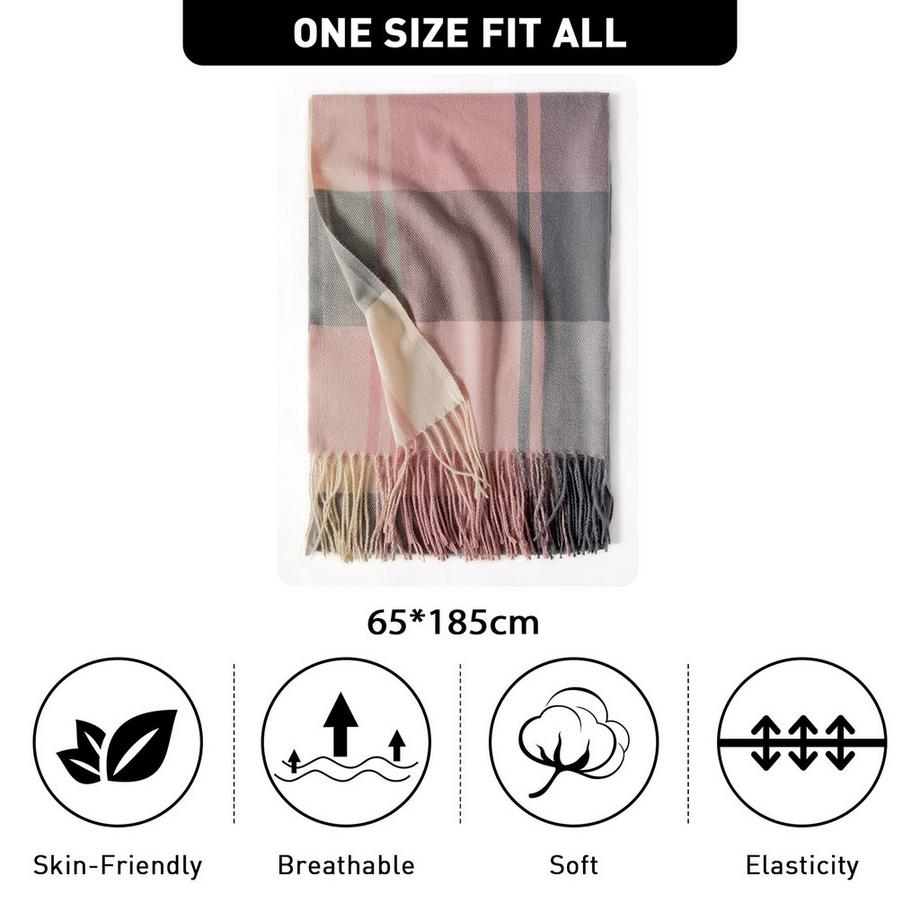 Only-bags.store Karierter Kaschmir Oversize Herbstschal Stola  