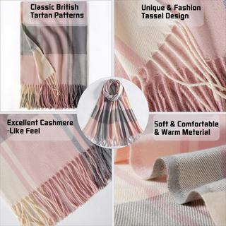 Only-bags.store Karierter Kaschmir Oversize Herbstschal Stola  