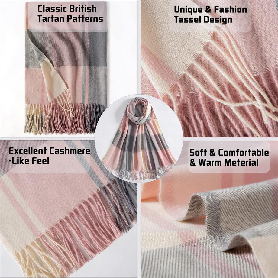 Only-bags.store Karierter Kaschmir Oversize Herbstschal Stola  