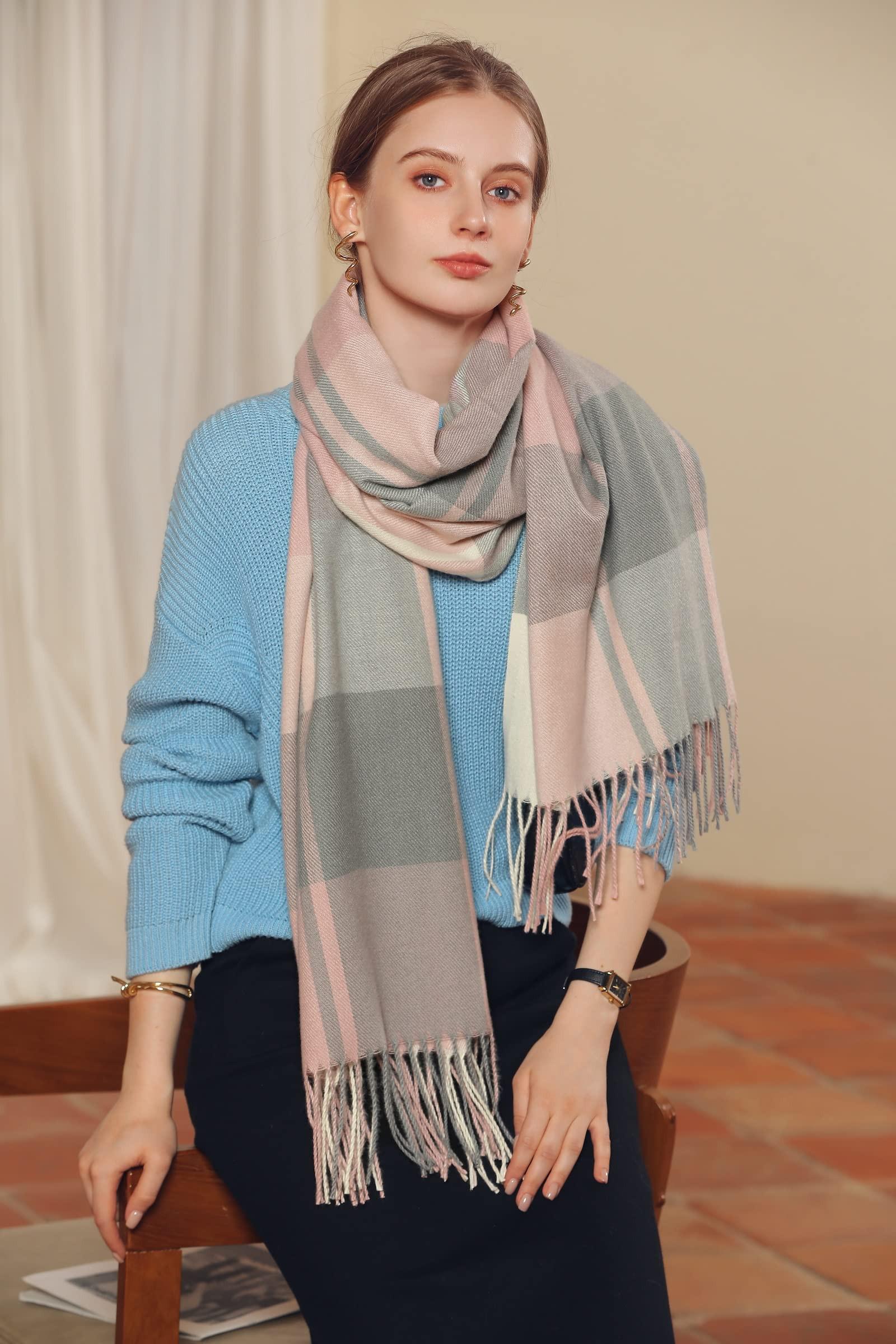 Only-bags.store Karierter Kaschmir Oversize Herbstschal Stola  