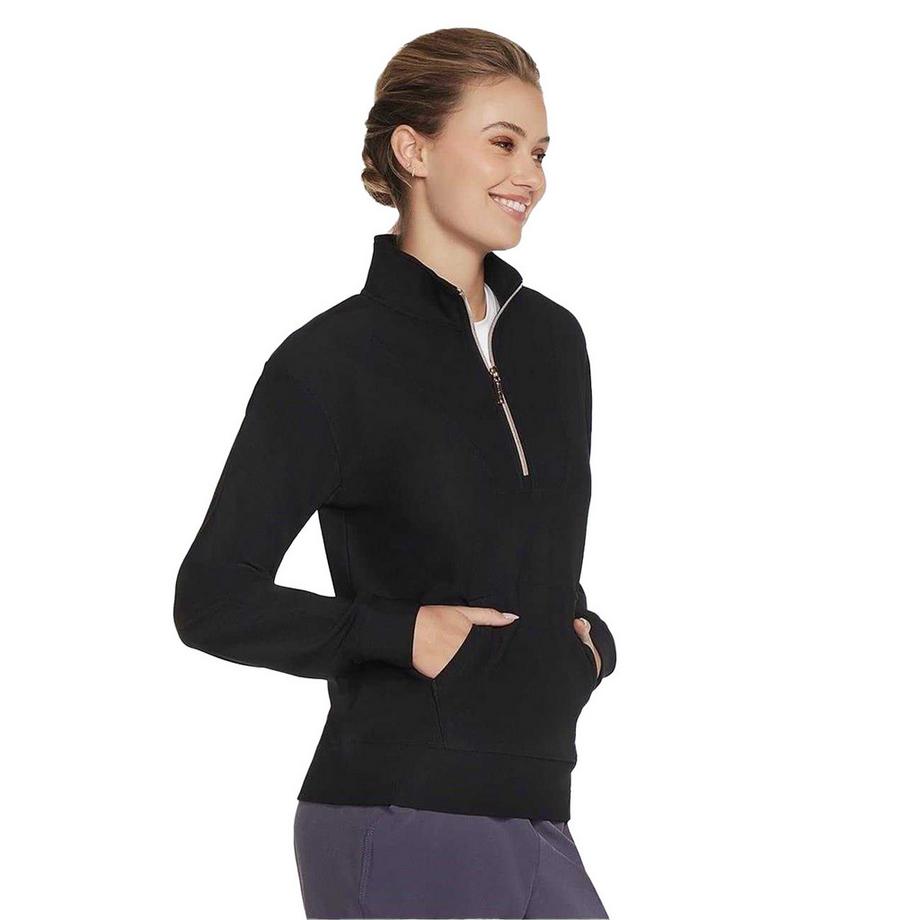 SKECHERS Goluxe SweaT-Shirt, Mit Kurzem Reißverschluss, Gerippt  