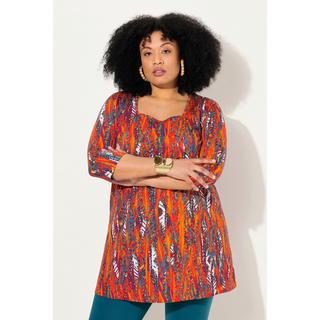 Ulla Popken  Longshirt, A-Linie, Carree-Ausschnitt, 3/4-Arm 