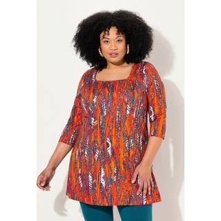 Ulla Popken  Longshirt, A-Linie, Carree-Ausschnitt, 3/4-Arm 