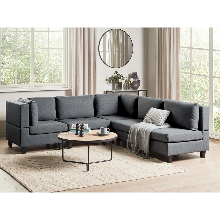 Beliani Ecksofa aus Stoff Modern UNSTAD  