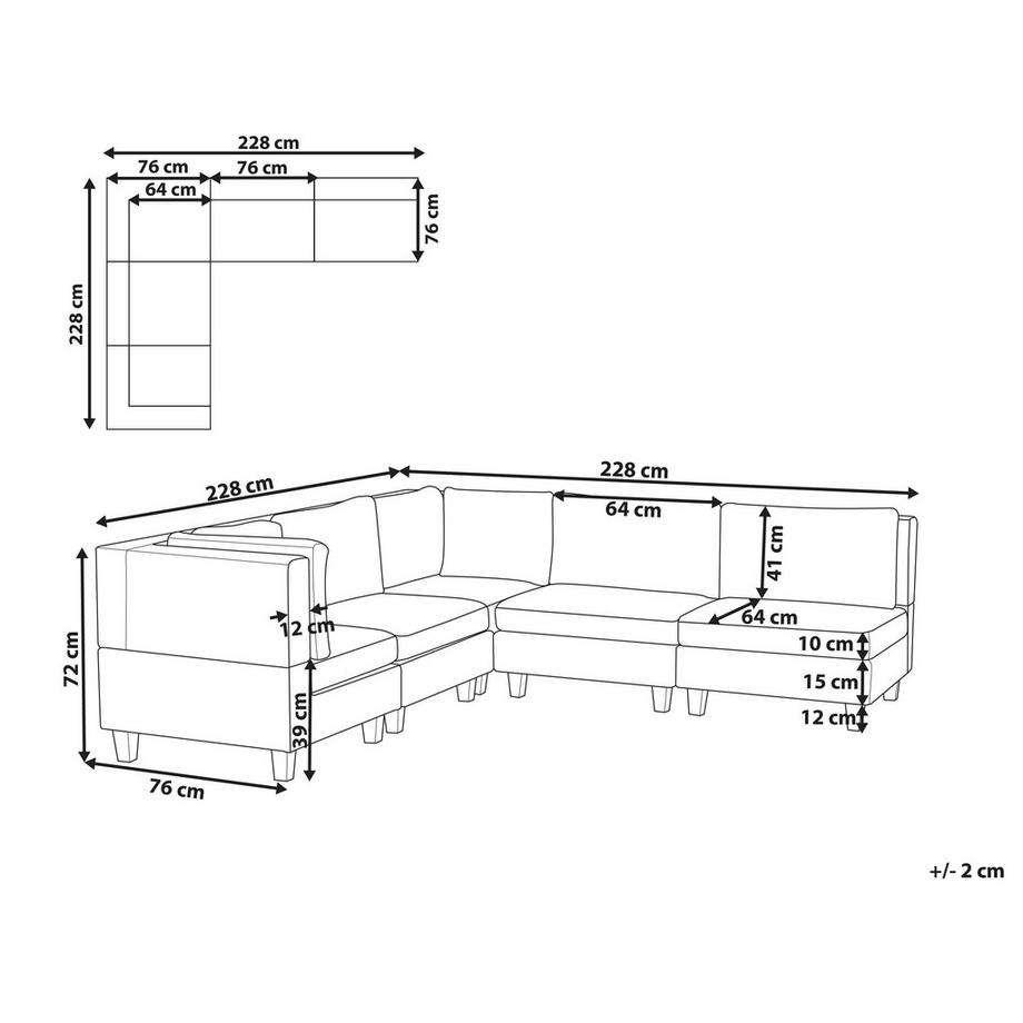 Beliani Ecksofa aus Stoff Modern UNSTAD  