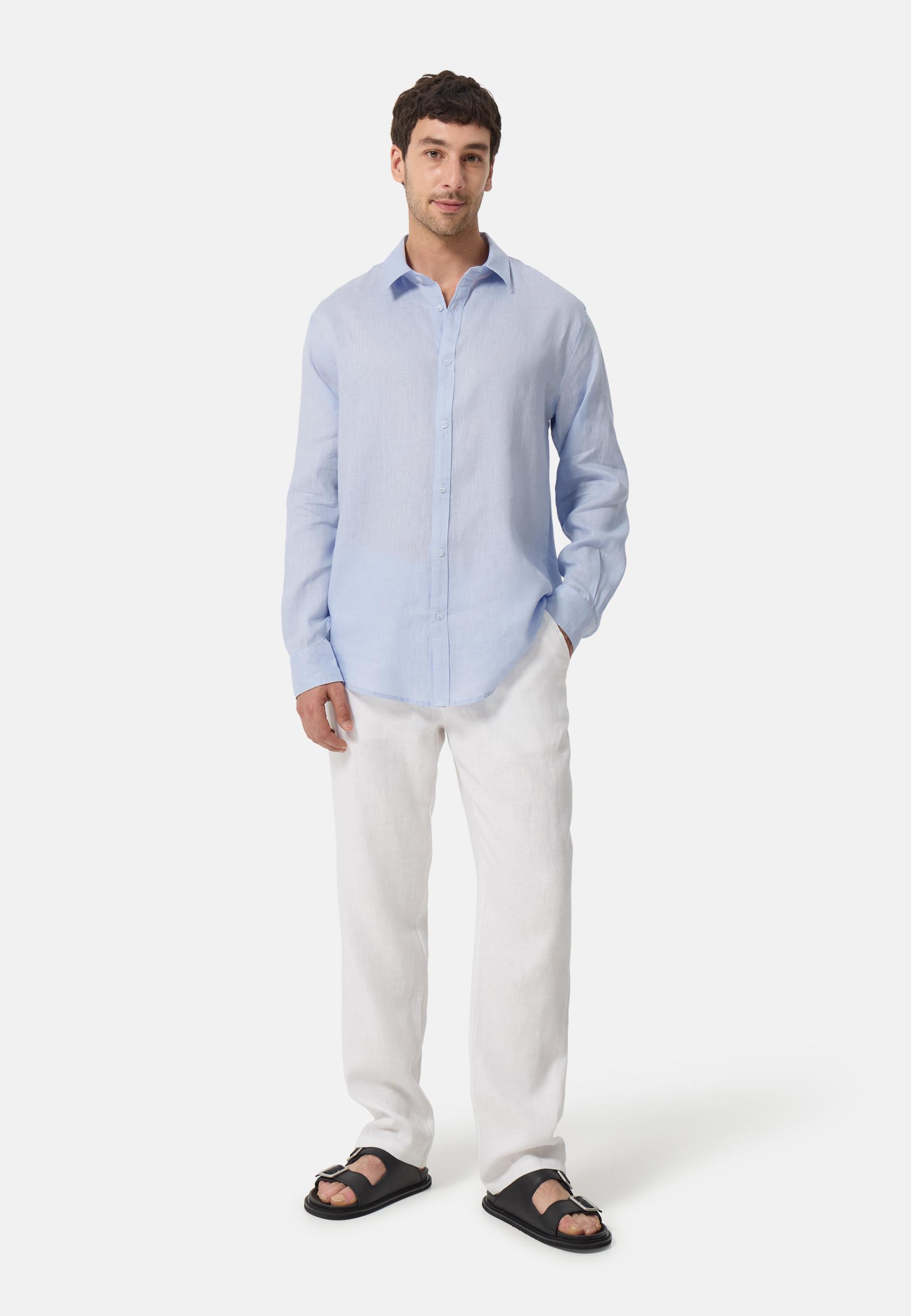 CASH-MERE.CH Pantalon Chino Long en Lin  