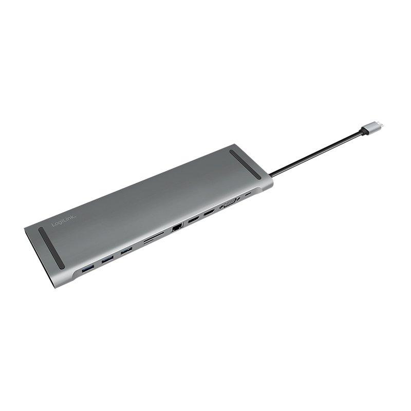 LogiLink  UA0373 Notebook-Dockingstation & Portreplikator Kabelgebunden USB 3.2 Gen 1 (3.1 Gen 1) Type-C Aluminium 