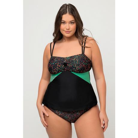 Ulla Popken  Tankini avec bonnets souples. Haut plus long. Pois et pompon. 