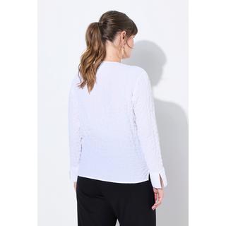 Ulla Popken Blusa Tunica Arricciatura Scollo a V Manica Lunga Cotone Biologico  