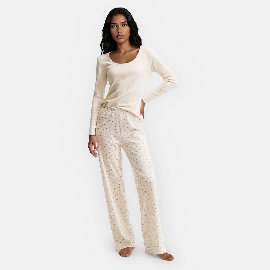 Zweiteiliger Pyjama aus Pointelle-Mesh