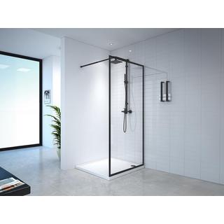 SHOWER DESIGN Parete per doccia walk in 100 x 200 cm Nero opaco Vetro temperato  - AMBERI  