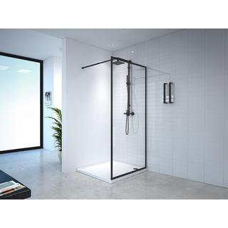 SHOWER DESIGN Duschtrennwand Seitenwand italienische Dusche - 100 x 200 cm - Sicherheitsglas - Schwarz matt - AMBERI  