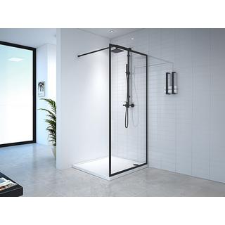 SHOWER DESIGN Duschtrennwand Seitenwand italienische Dusche - 100 x 200 cm - Sicherheitsglas - Schwarz matt - AMBERI  