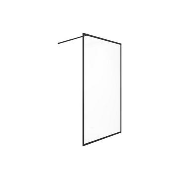 Duschtrennwand Seitenwand italienische Dusche - 100 x 200 cm - Sicherheitsglas - Schwarz matt - AMBERI