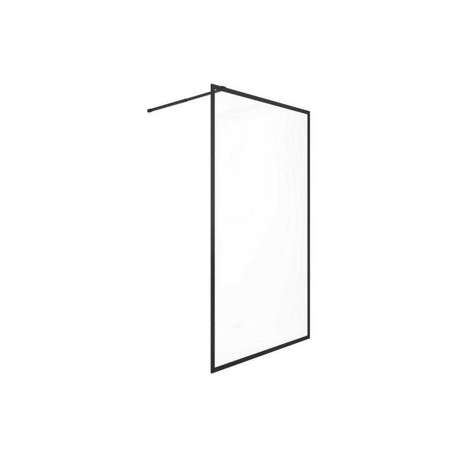 Duschtrennwand Seitenwand italienische Dusche - 100 x 200 cm - Sicherheitsglas - Schwarz matt - AMBERI