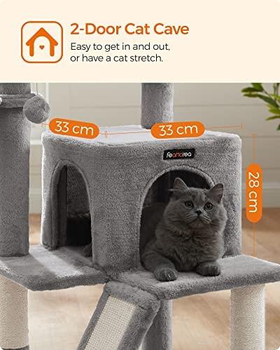 Pricenet  Arbre à chat spacieux avec rampe à gratter et grotte à 2 portes 