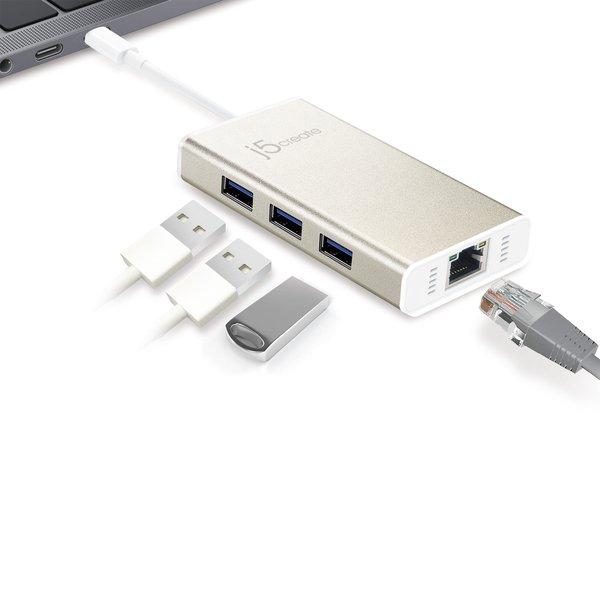 j5Create  JCH471-N USB-C™ Gigabit Ethernet & Hub Multi Adapter 