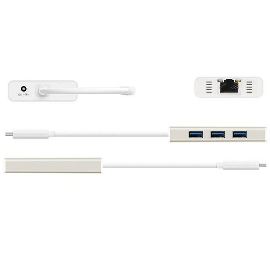 j5Create  JCH471-N Hub et Multi-Adaptateur USB-C™ vers Gigabit Ethernet, Champagne métallique 