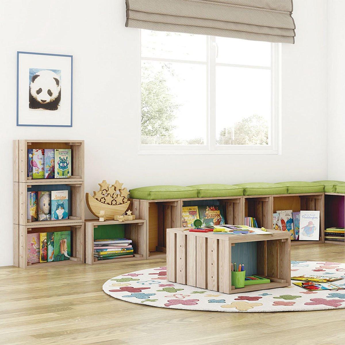 Calicosy Cassa Modulare in pino Massiccio impilabile - L51,2 x H28 cm  