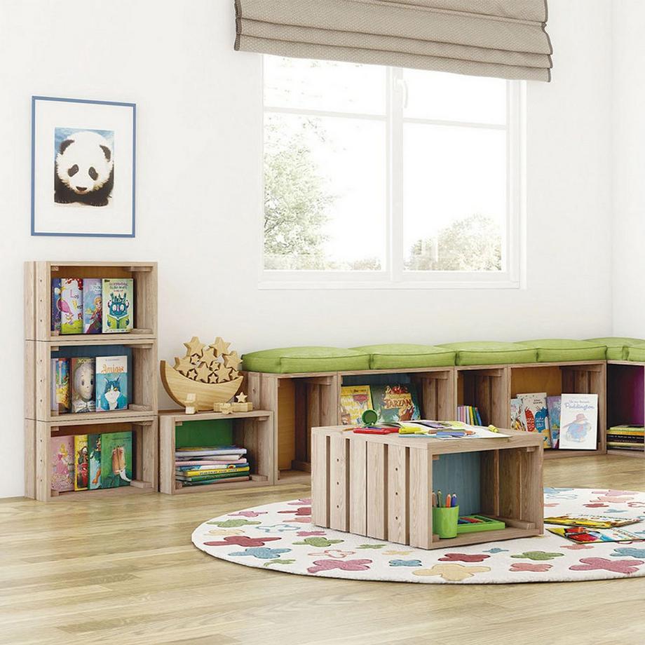 Calicosy Caisse en Pin Massif Empilable - L51,2 x H28 cm  