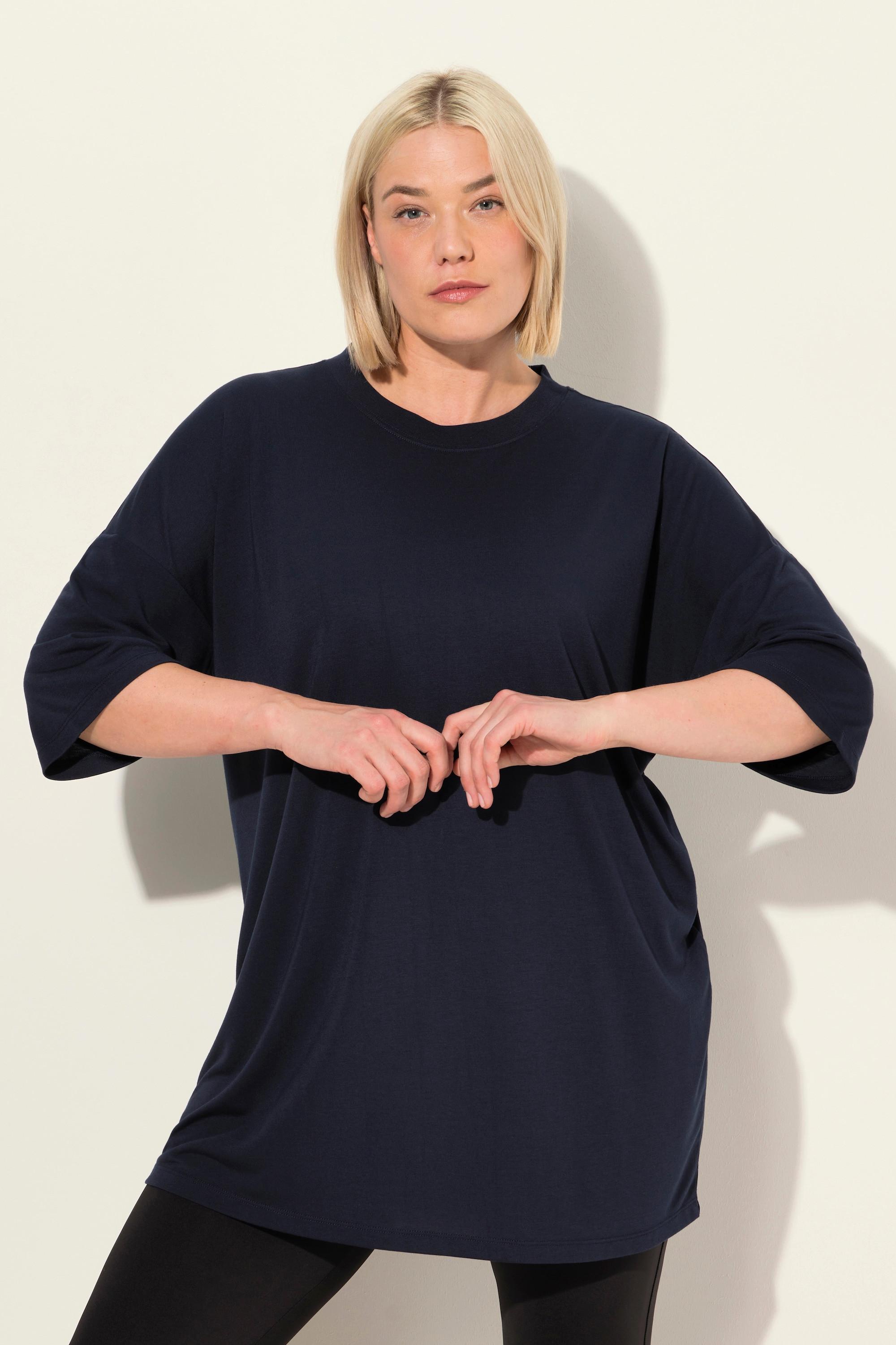 Ulla Popken  Maglia dal taglio lungo e oversize con finissaggio antibatterico, scollo a girocollo e mezze maniche 