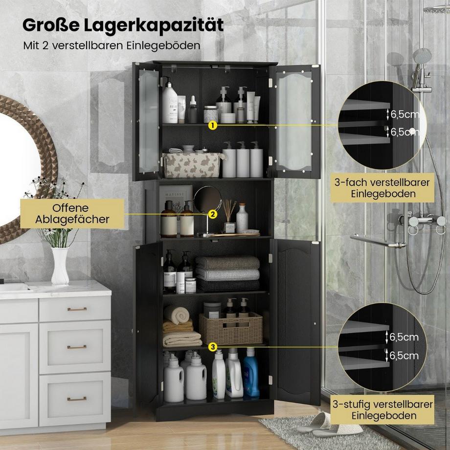 Northix Badezimmerschrank mit Glastüren  