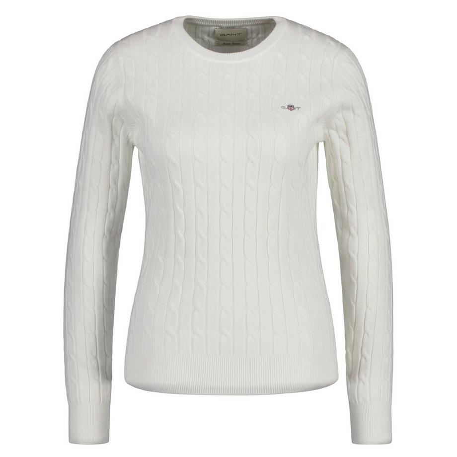 Strickpullover  Figurbetont-STRETCH COTTON CABLE C-NECK