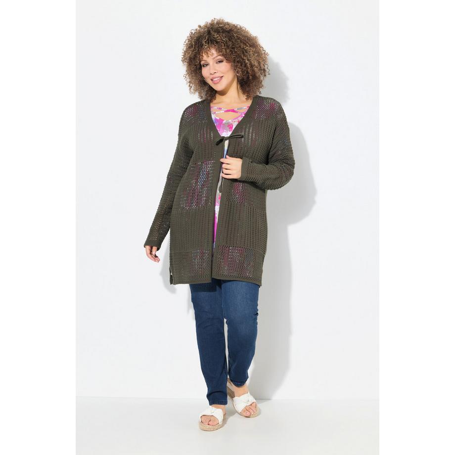 Ulla Popken Cardigan Oversize Maglia Traforata  