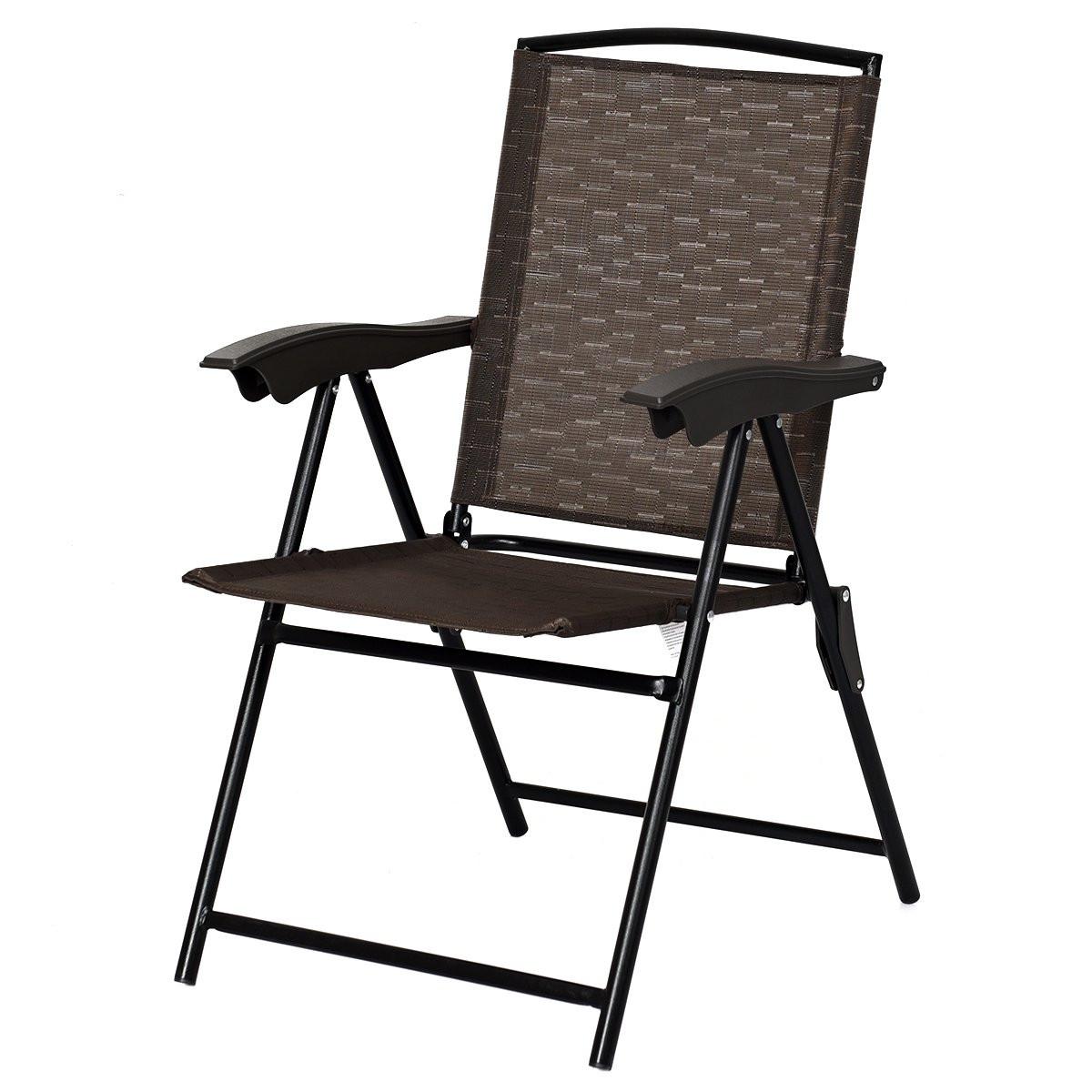Northio Lot de 4 chaises pliantes, chaises de jardin à dossier haut, chaises pliantes, 69 x 54 cm x 90 cm, marron  