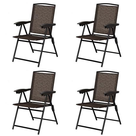 Northio Lot de 4 chaises pliantes, chaises de jardin à dossier haut, chaises pliantes, 69 x 54 cm x 90 cm, marron  