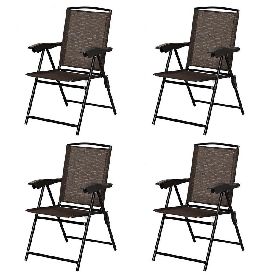 4er Set Klappstühle Hochlehner Gartenstuhl Klappsessel 69 x 54 cm x 90 cm Braun