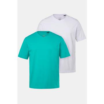 T-shirt basic con scollo a V e mezze maniche in confezione doppia, disponibili fino alla tg. 8XL