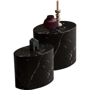 Tavolino in marmo ovale nero (set di 2)