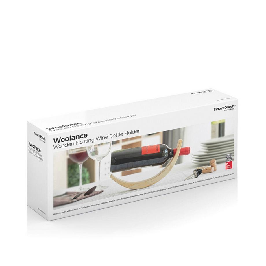 InnovaGoods  Pendelnder Weinflaschenhalter aus Holz Woolance InnovaGoods 
