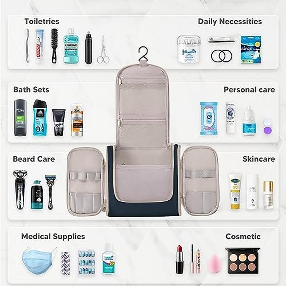 Only-bags.store  Kulturtasche zum Aufhängen Faltbare Waschtasche mit Haken Kulturtasche mit Henkel Zum Aufhängen von Make-up und Toilettenartikeln 