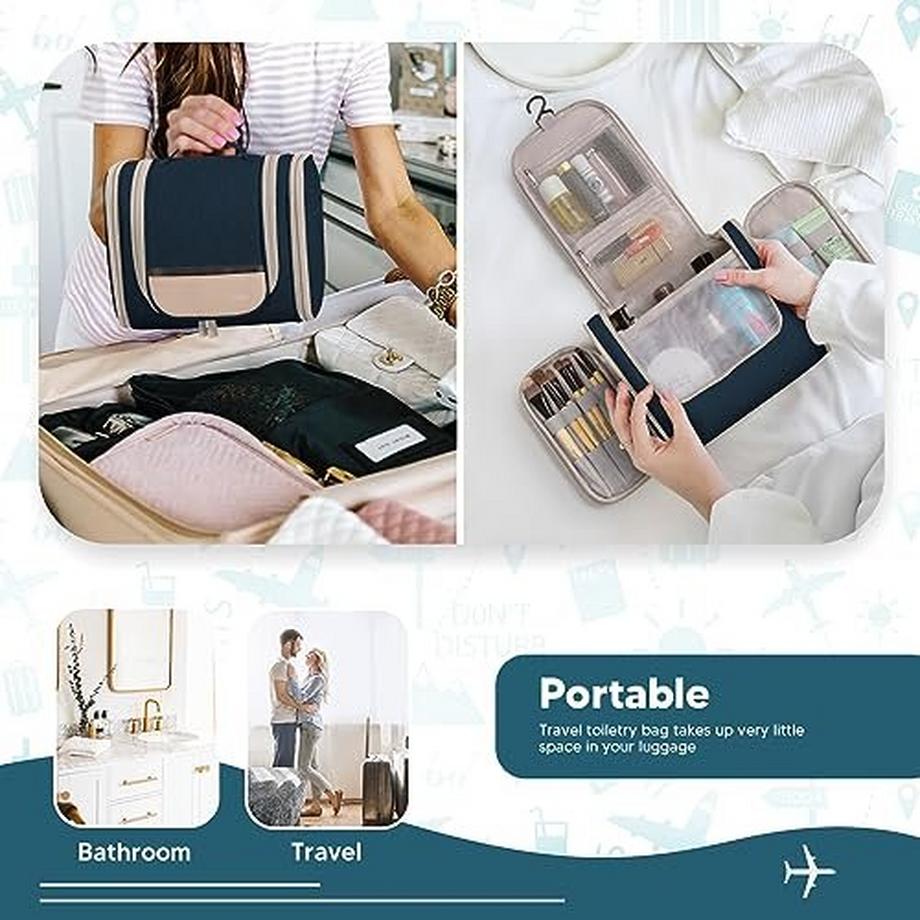 Only-bags.store  Kulturtasche zum Aufhängen Faltbare Waschtasche mit Haken Kulturtasche mit Henkel Zum Aufhängen von Make-up und Toilettenartikeln 