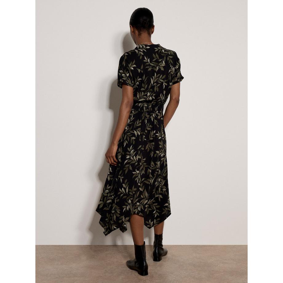 APRICOT Midi-Kleid im Blusen-Stil mit Blattmuster  