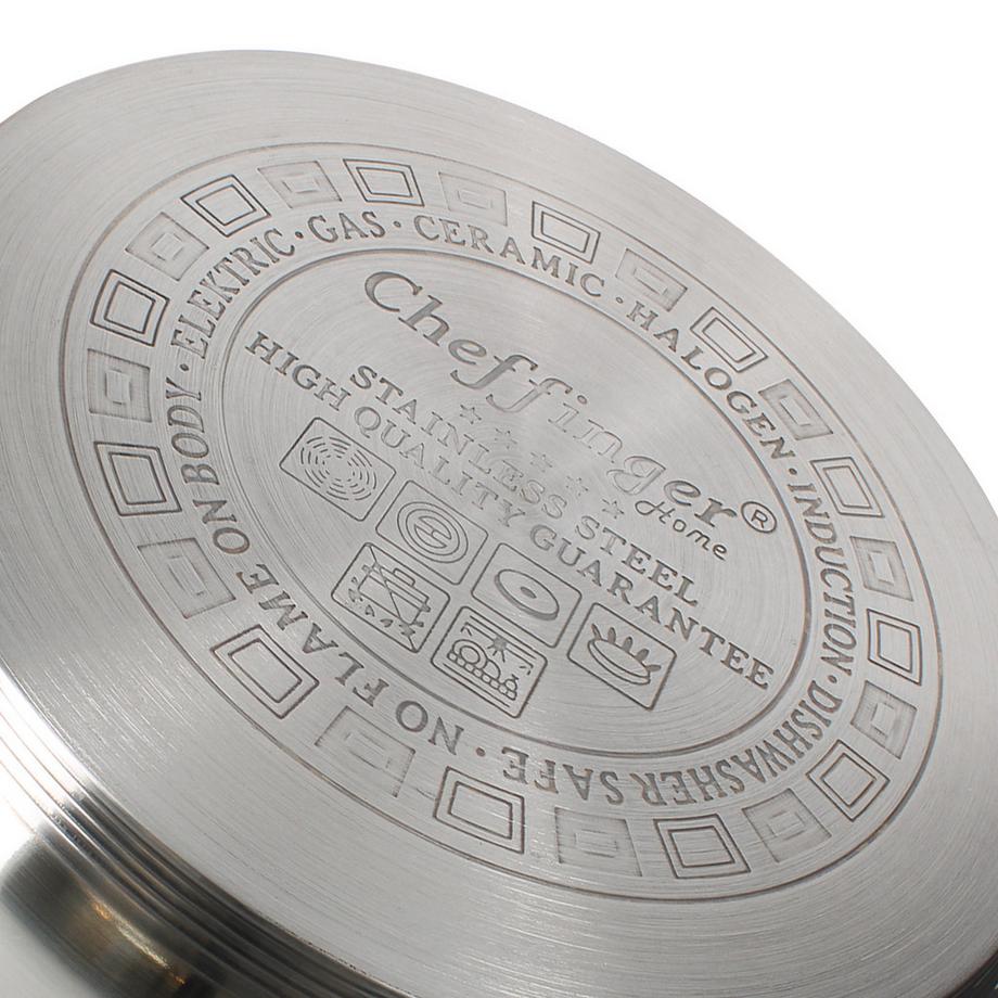 Cheffinger Marmite 34 cm avec Couvercle en Inox  