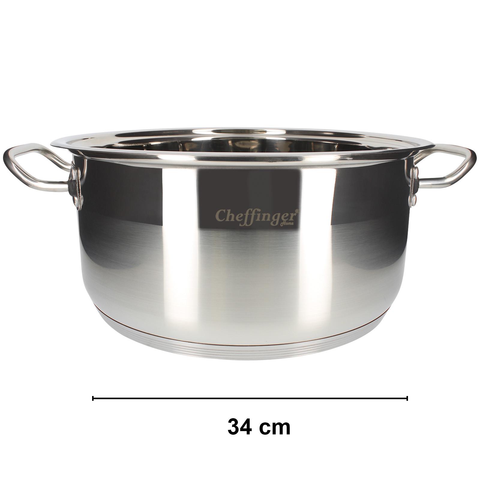 Cheffinger Kochtopf 34 cm mit Deckel aus Edelstahl  