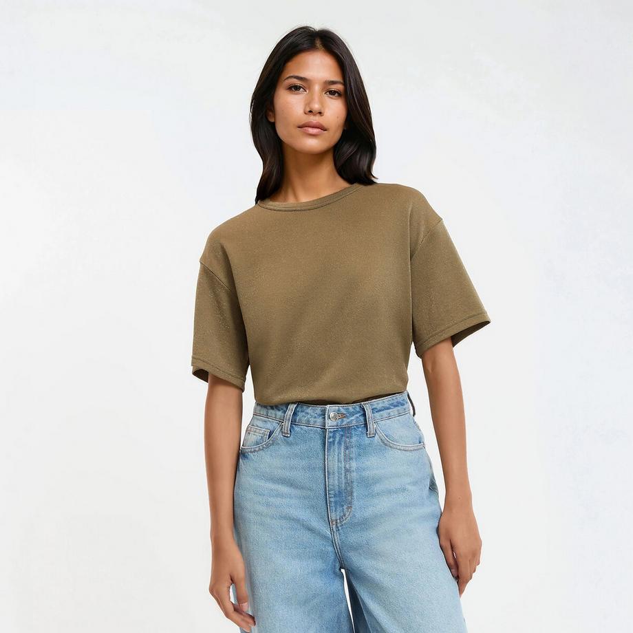 La Redoute Collections T-shirt col rond pailleté  