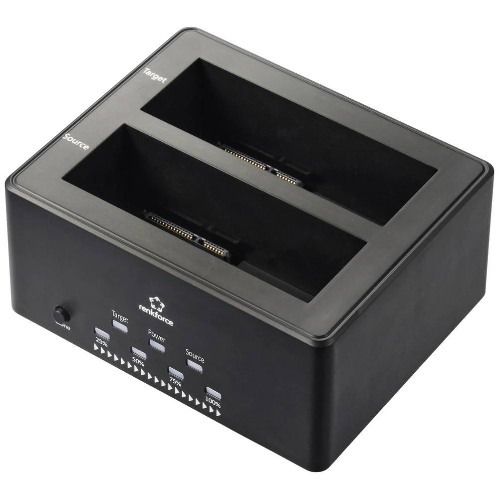 Renkforce  USB 3.2 Gen 1 (USB 3.0) SATA 2 Port Festplatten-Dockingstation 2.5 Zoll, 3.5 Zoll mit Clon 