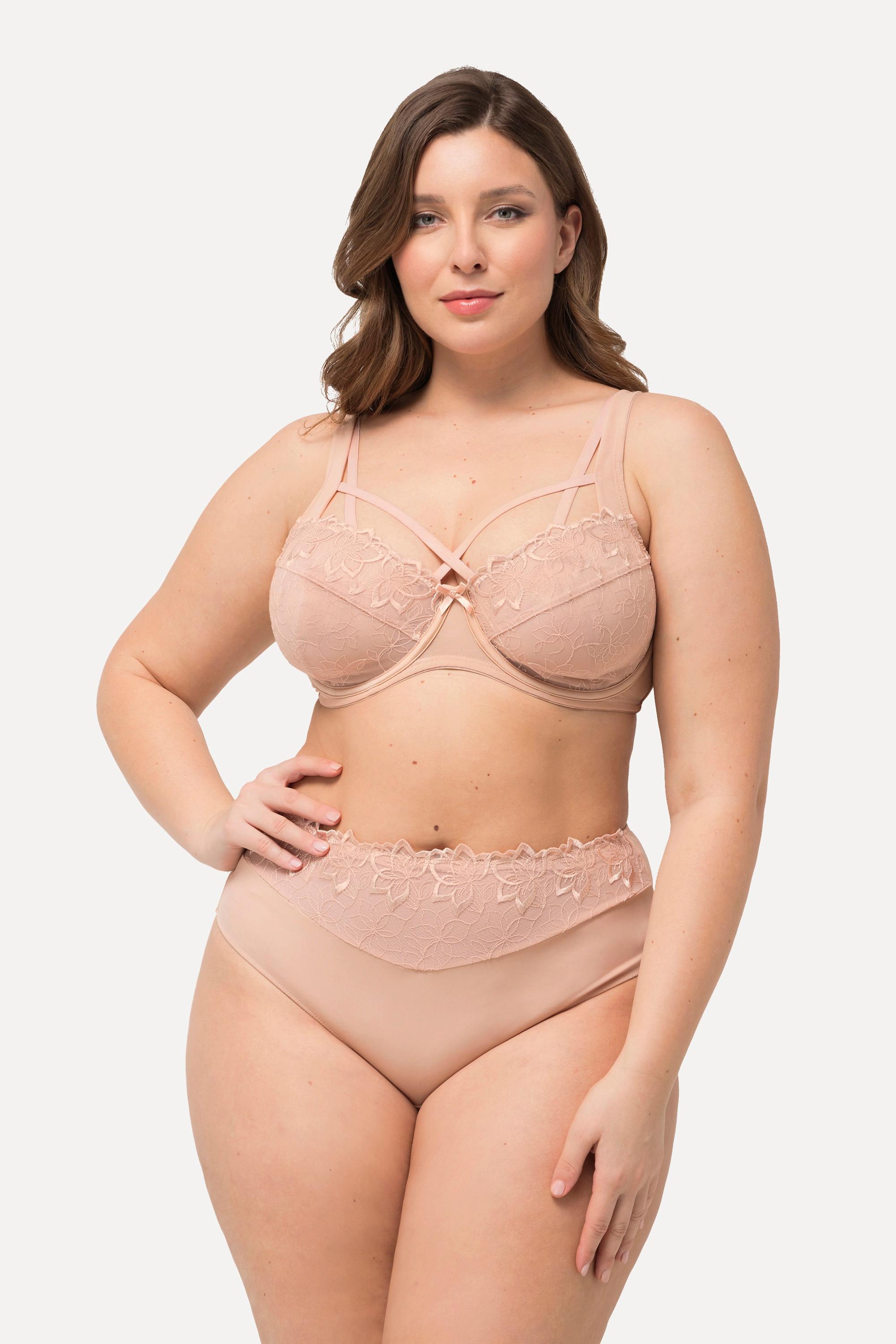 Ulla Popken  Soutien-gorge à armatures, broderie, bonnet C - F 