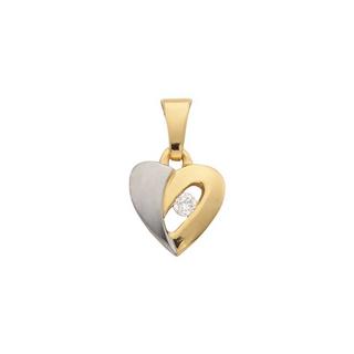 MUAU Schmuck  Anhänger Herz Gelbgold 750 Diamant 0.03ct. 13x8mm 