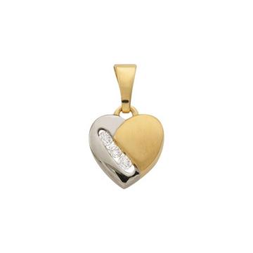 Pendentif coeur or jaune 750, 0.06ct. 15x9mm