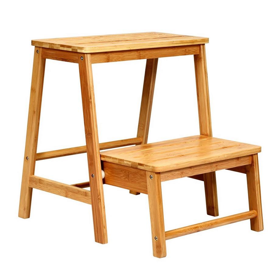 Northix Tabouret pliant en bambou à 2 marches  