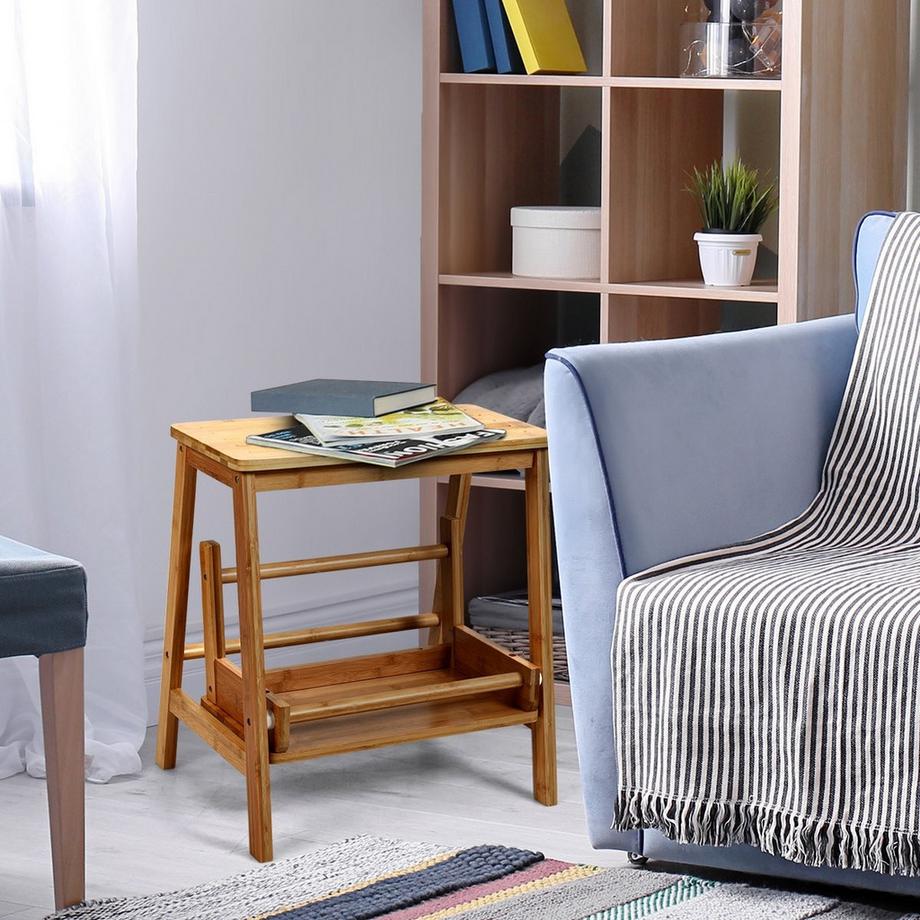 Northix Tabouret pliant en bambou à 2 marches  