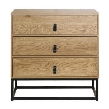 Kommode in Eiche-Dekor mit 3 Schubladen und Metallgestell