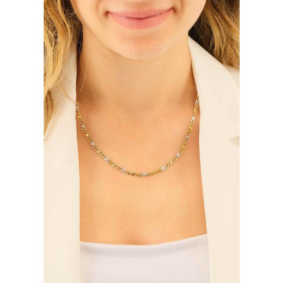 MUAU Schmuck  Collier Carrera Bicolor Gelb-/Weissgold 750, 3.5mm, 50cm 