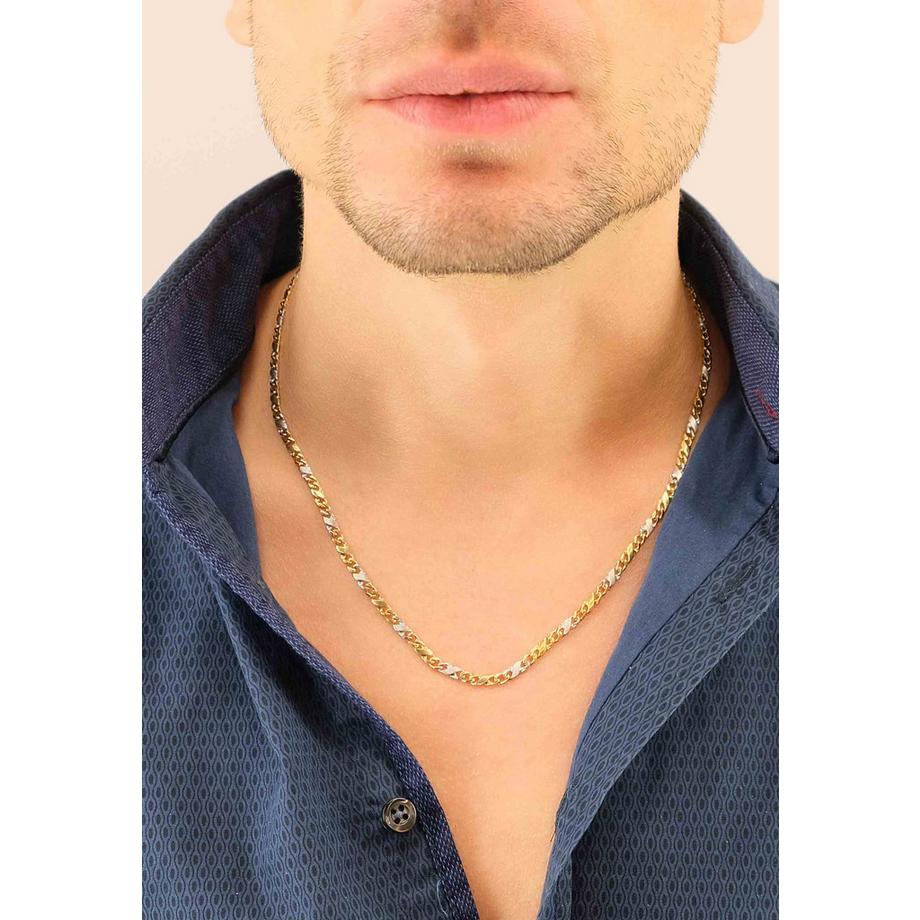 MUAU Schmuck  Collier Carrera Bicolor Gelb-/Weissgold 750, 3.5mm, 50cm 